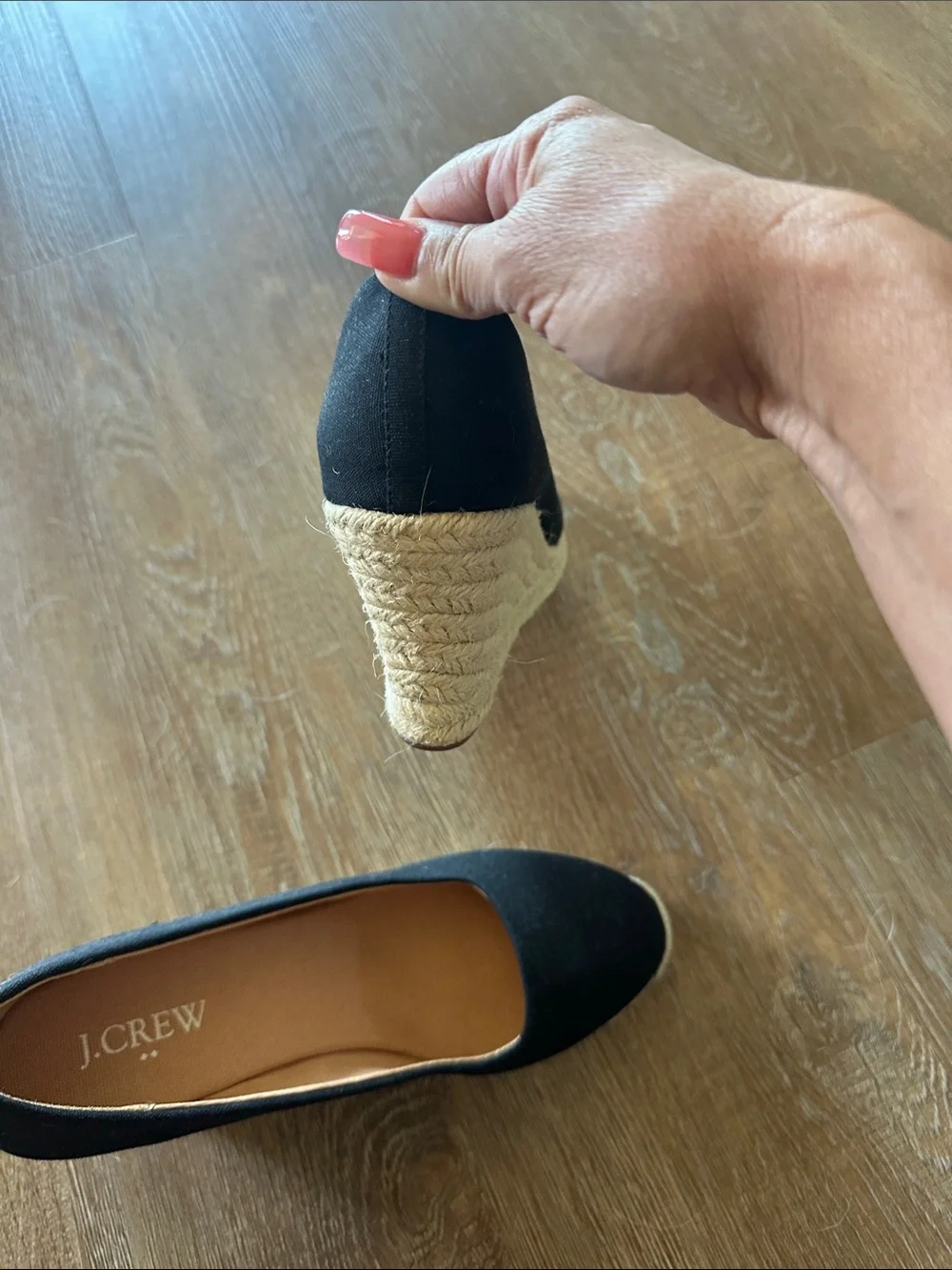 J. Crew Black Espadrille Wedge Pumps